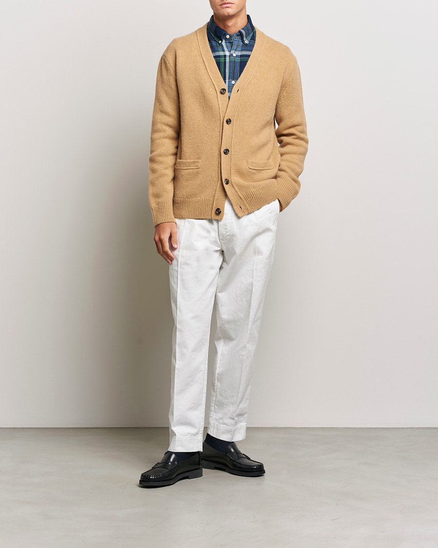 Men | Sweaters & Knitwear | GANT | Soft Wool Cardigan Khaki Melange