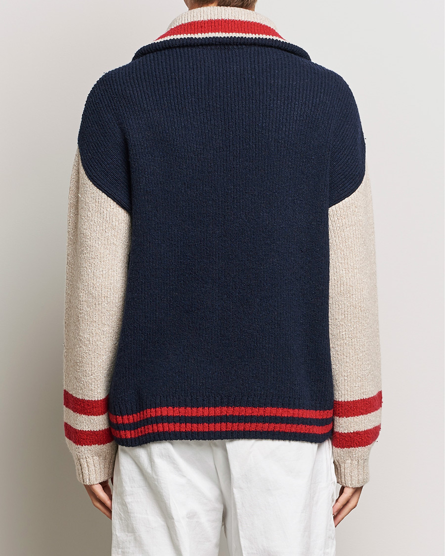 Men | Sweaters & Knitwear | GANT | Wool Neps Letter Half Zip Evening Blue