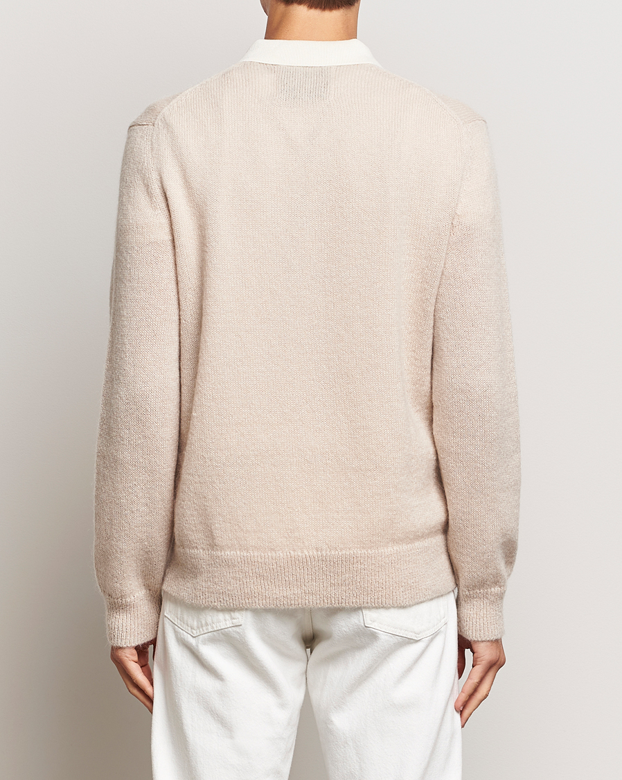 Men | Sweaters & Knitwear | GANT | Mohair Knitted Polo Soft Oat