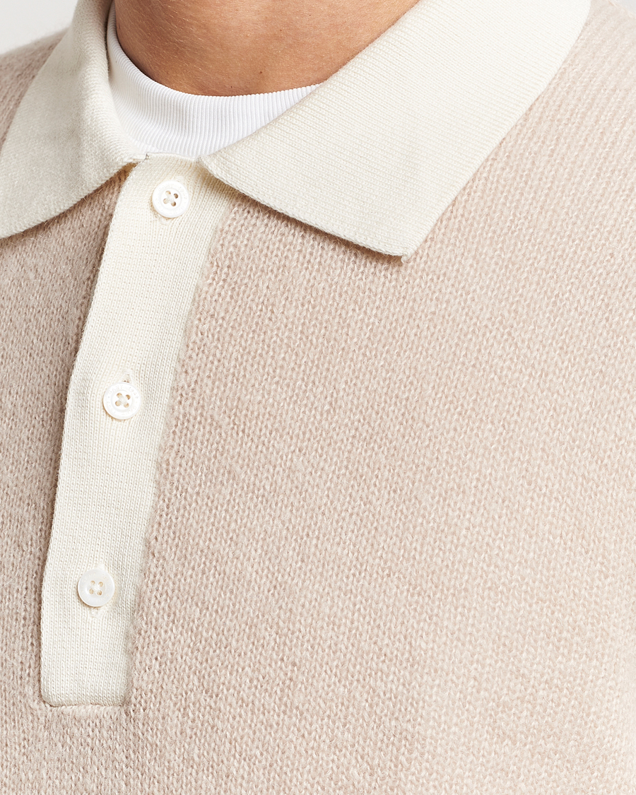Men | Sweaters & Knitwear | GANT | Mohair Knitted Polo Soft Oat