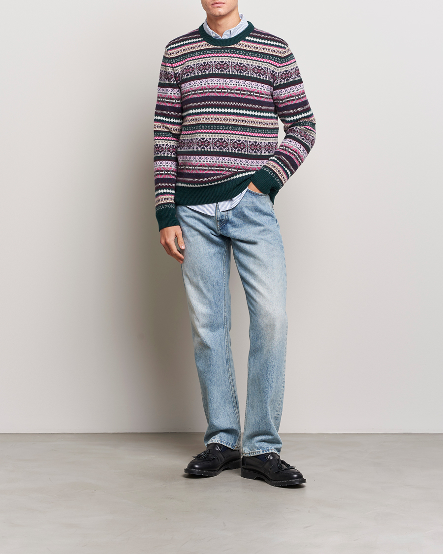 Men | Sweaters & Knitwear | GANT | Wool Fairisle Sweater Tartan Green