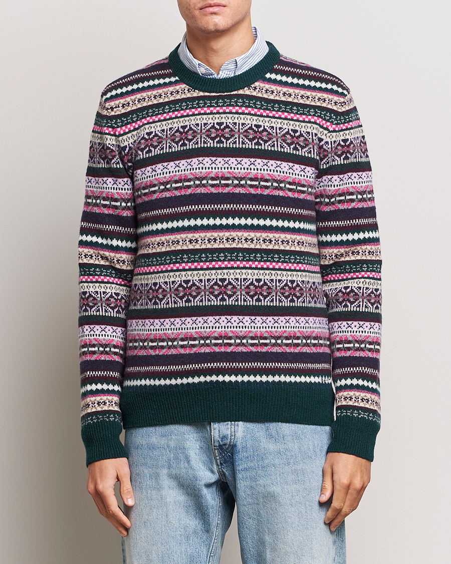 Men | Sweaters & Knitwear | GANT | Wool Fairisle Sweater Tartan Green