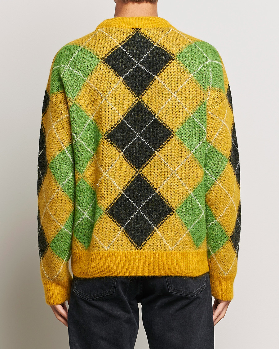 Men | Sweaters & Knitwear | GANT | Furry Argyle Crew Neck Sunflower Yellow