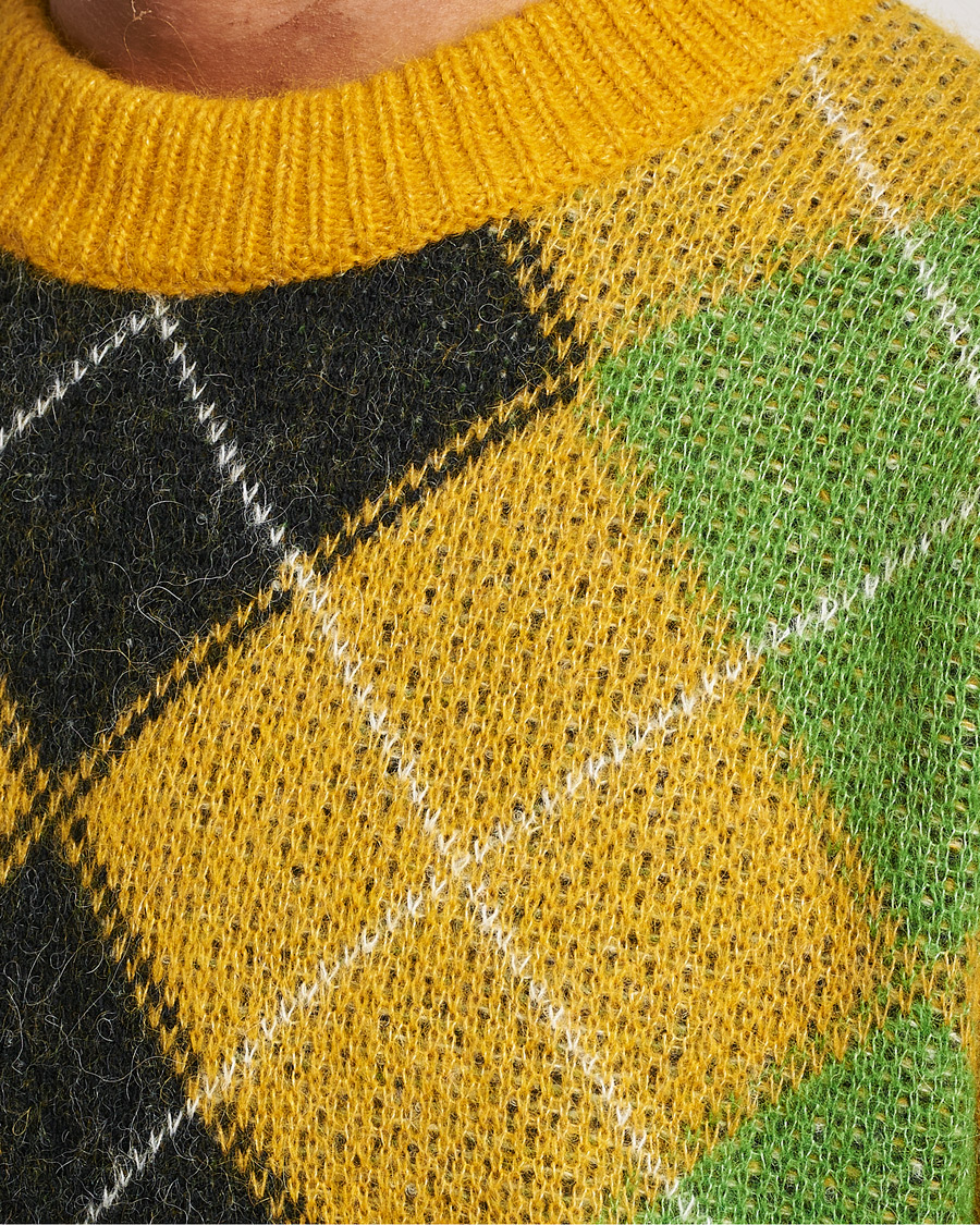 Men | Sweaters & Knitwear | GANT | Furry Argyle Crew Neck Sunflower Yellow