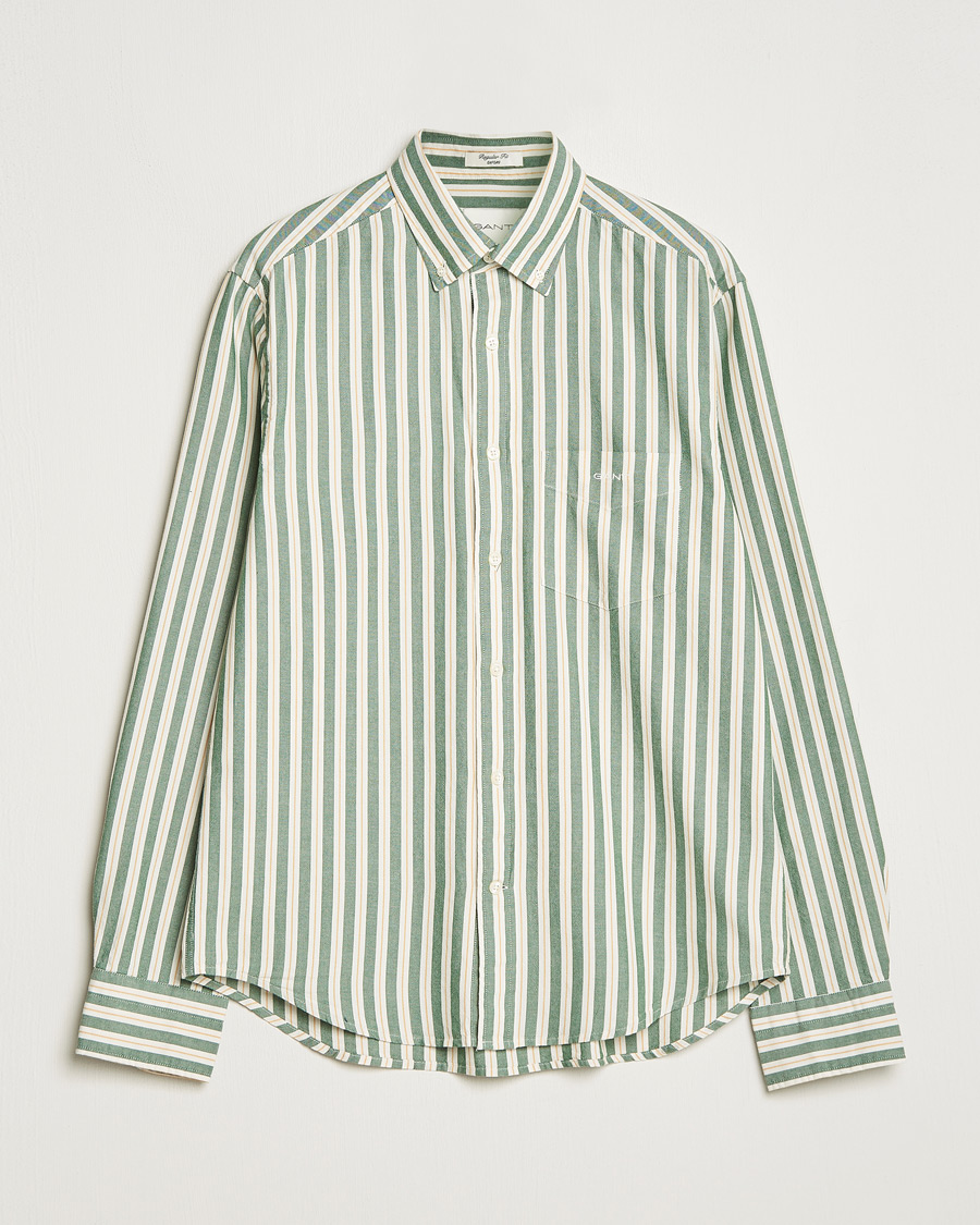 Men |  | GANT | Regular Fit Archive Oxford Striped Shirt Forest Green