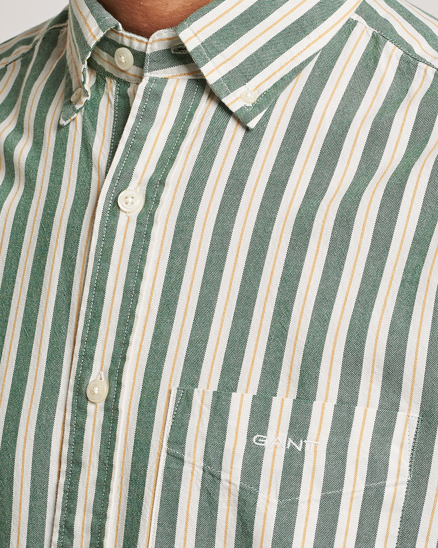 Men | Shirts | GANT | Regular Fit Archive Oxford Striped Shirt Forest Green