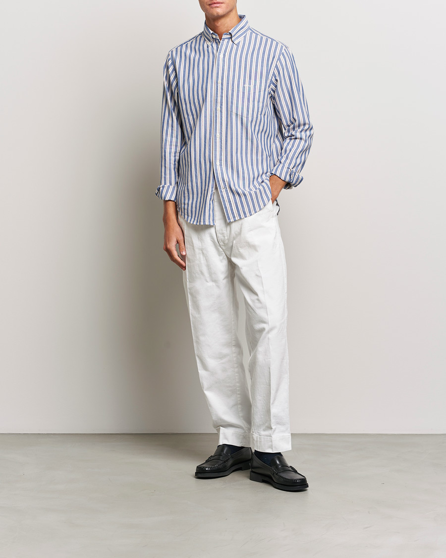 Men | Shirts | GANT | Regular Fit Archive Oxford Striped Shirt College Blue