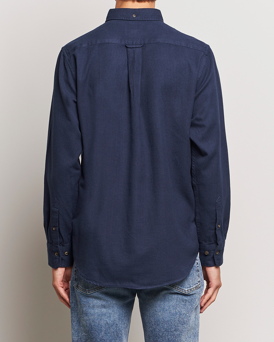 Men | Shirts | GANT | Regular Fit Herringbone Flannel Shirt Marine