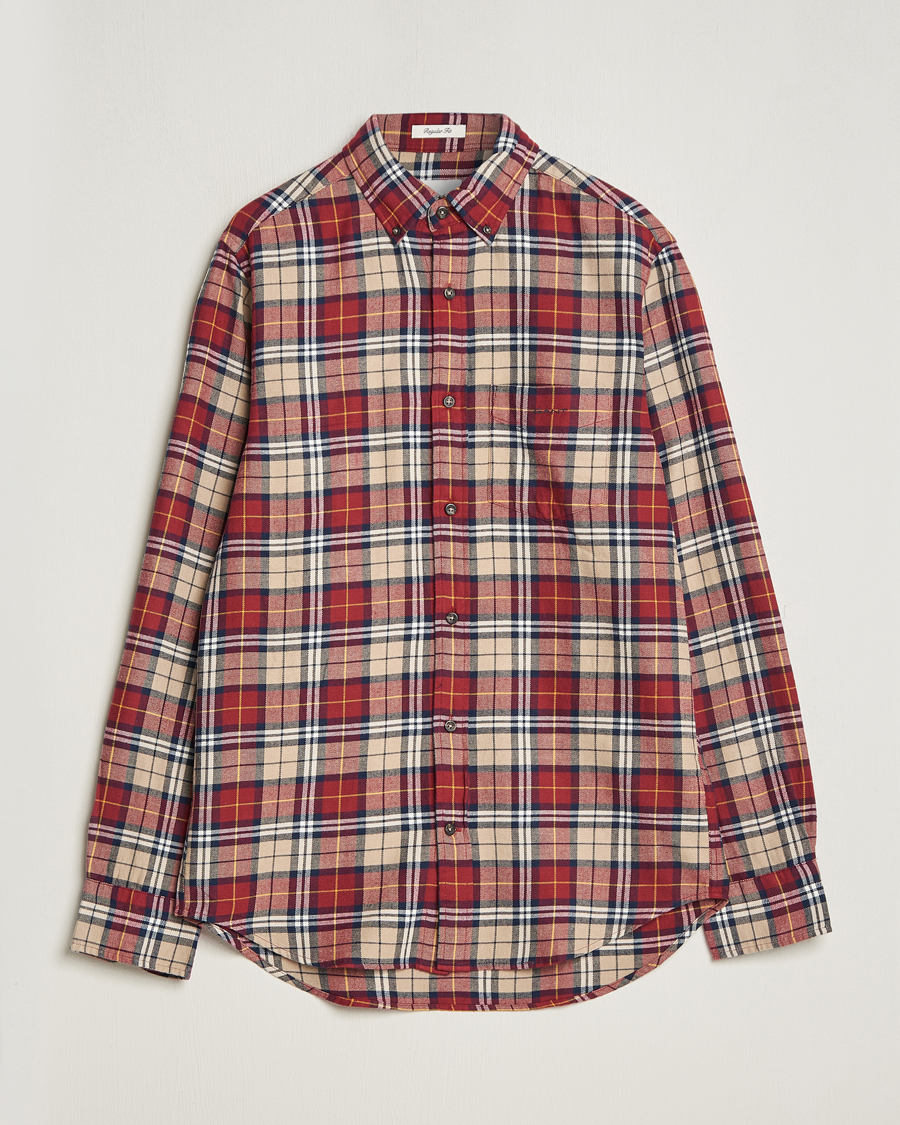 Men | Flannel Shirts | GANT | Regular Fit Flannel Checked Shirt Plumped Red