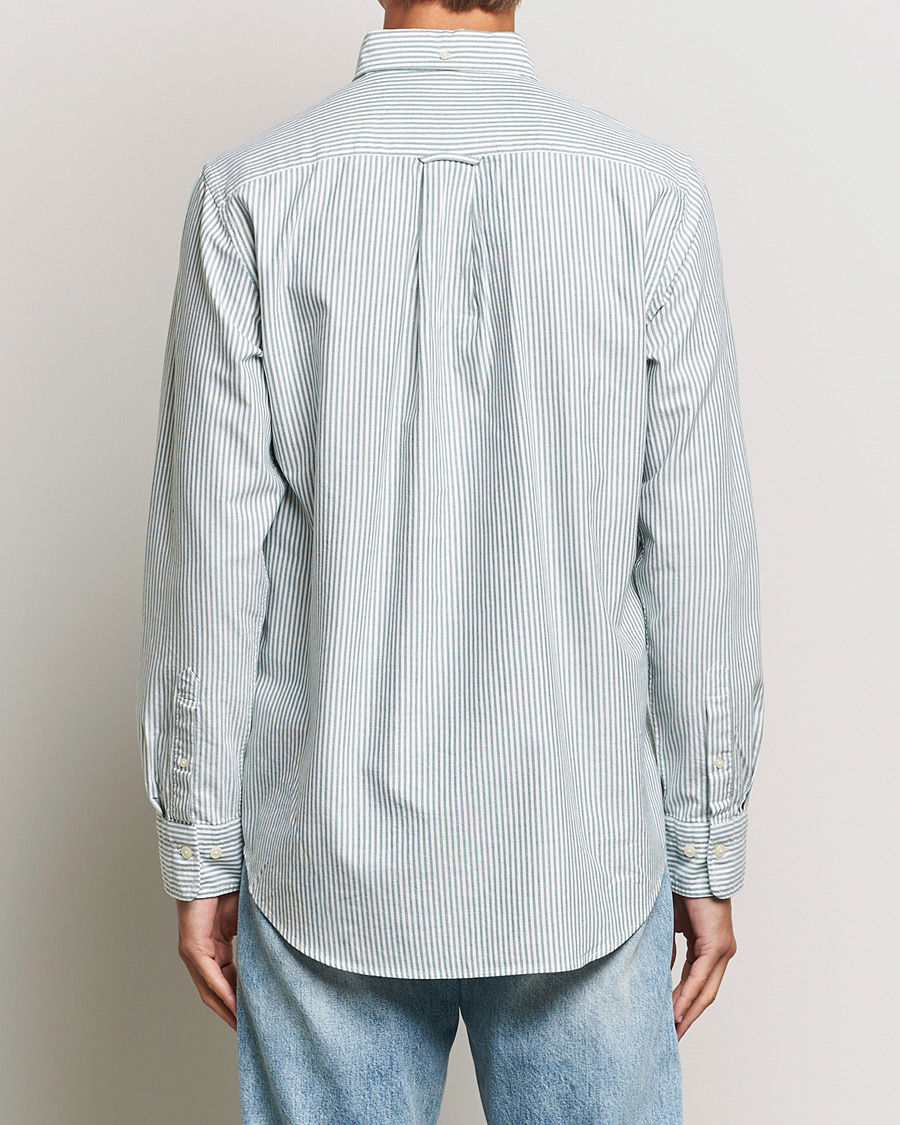 Men | Shirts | GANT | Regular Fit Striped Oxford Shirt Forest Green