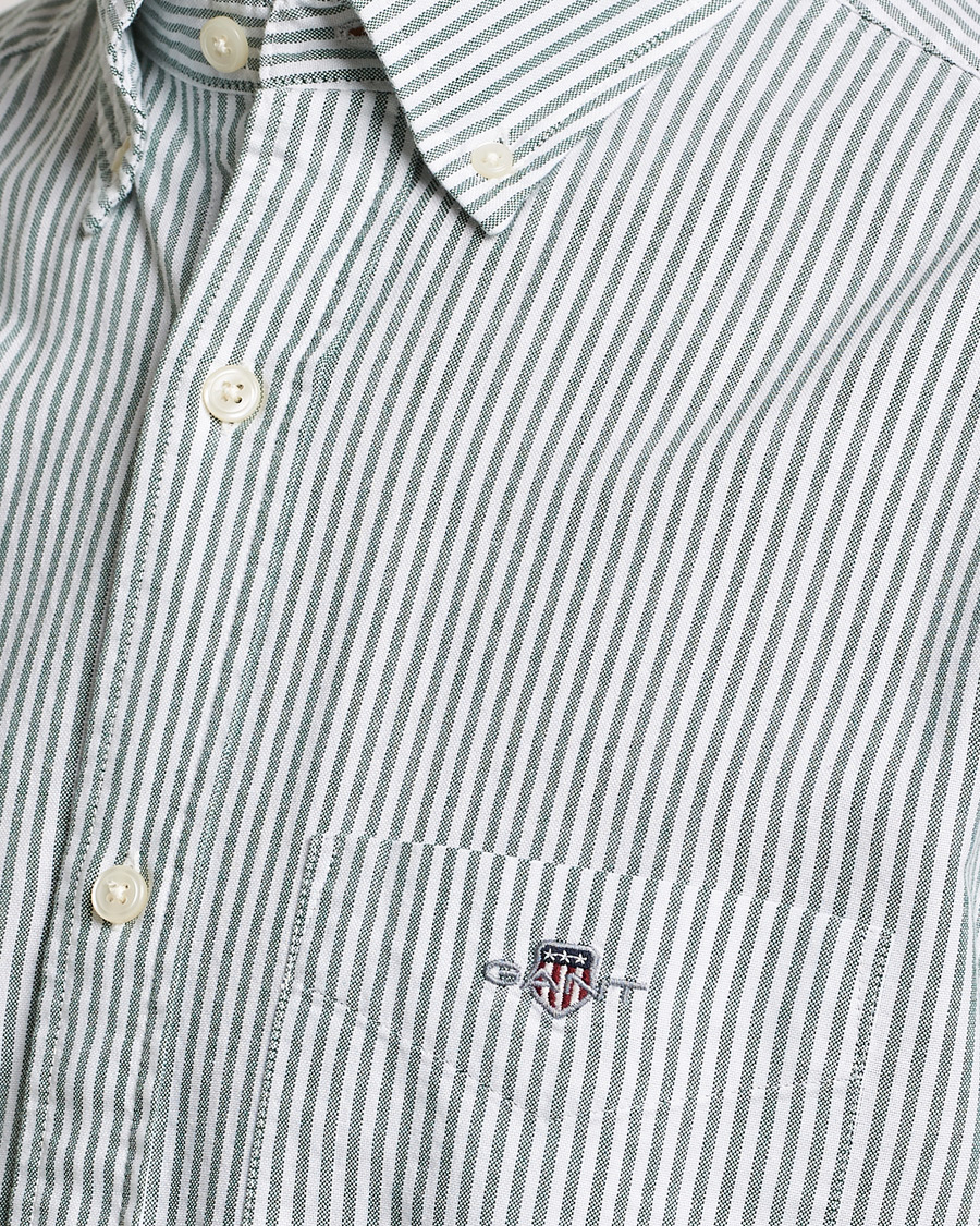 Men | Shirts | GANT | Regular Fit Striped Oxford Shirt Forest Green
