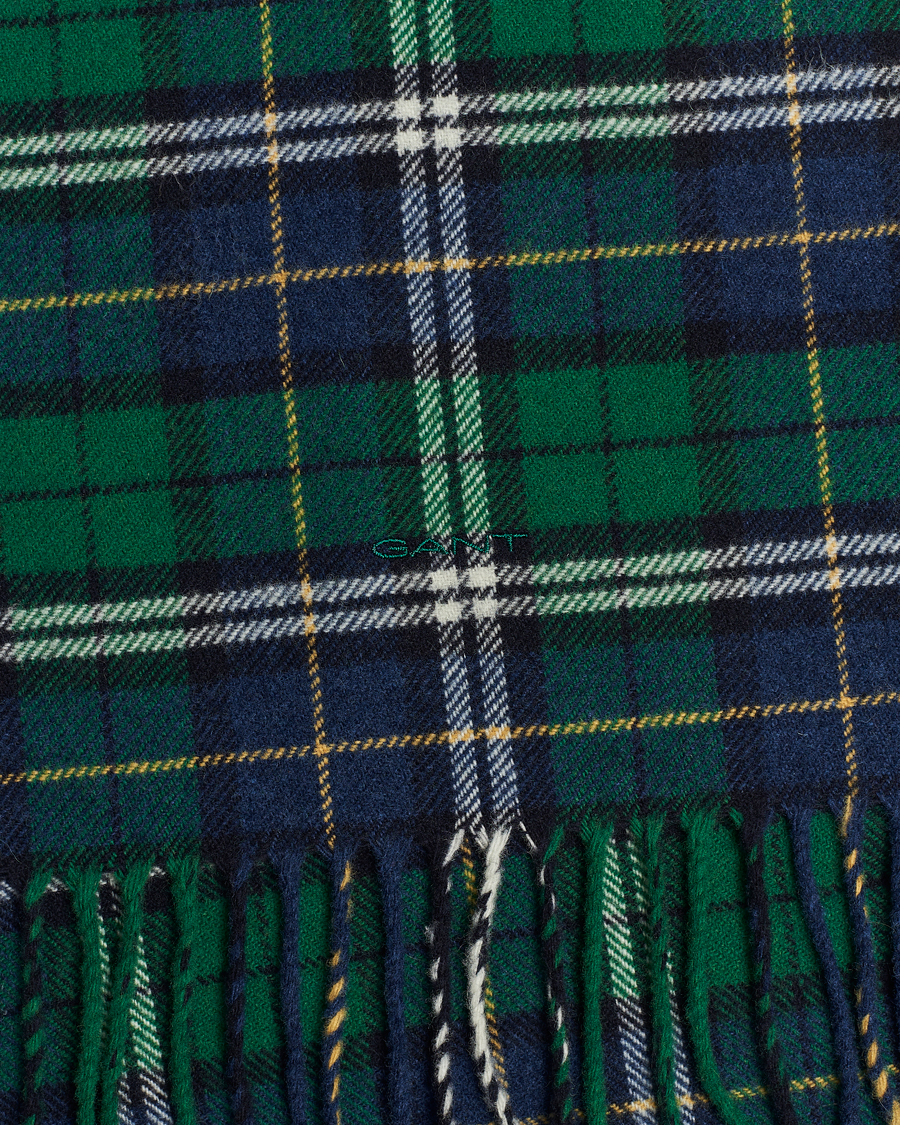 Men | GANT Wool Multi Checked Scarf Forest Green | GANT | Wool Multi Checked Scarf Forest Green