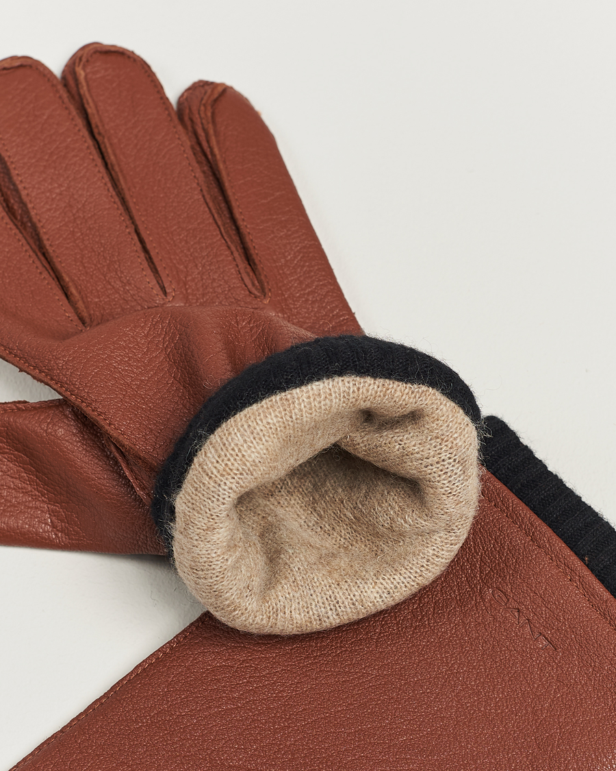 Men | Sale accessories | GANT | Wool Lined Leather Gloves Clay Brown