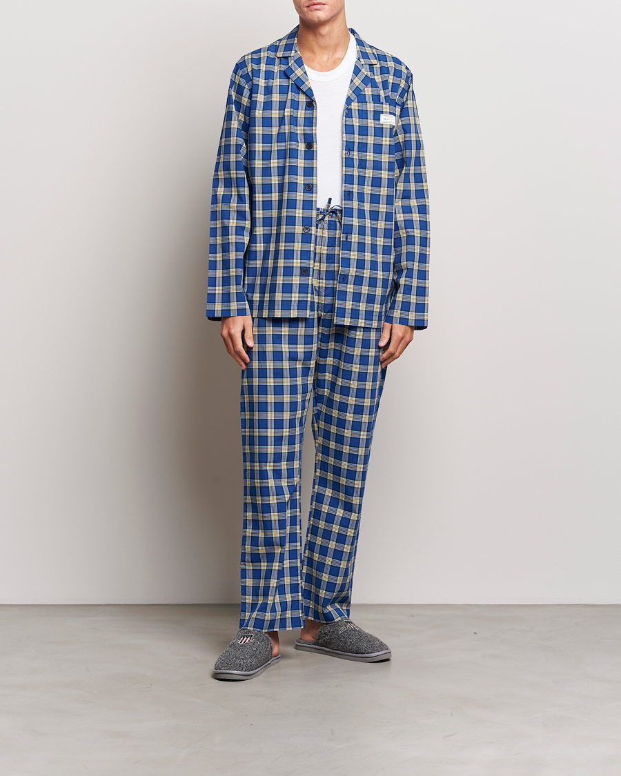 Men | Pyjamas & Robes | GANT | Checked Pyjama Set College Blue