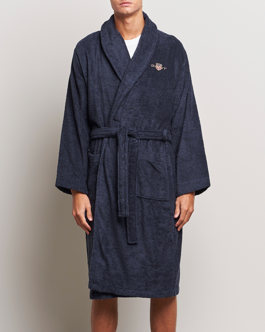 Men | GANT Archive Shield Terry Robe Evening Blue | Gant | Archive Shield Terry Robe Evening Blue