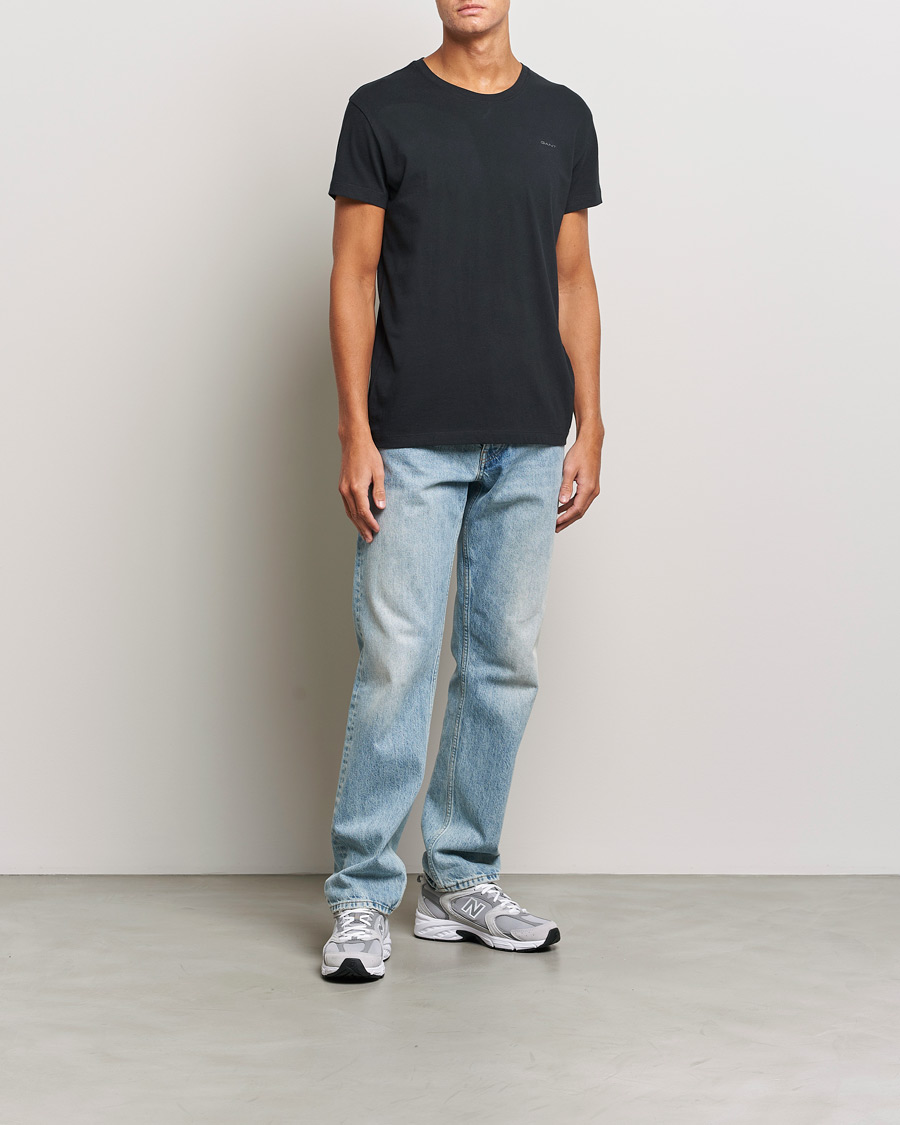 Men | T-Shirts | GANT | 2-Pack Crew Neck T-Shirt Black/White