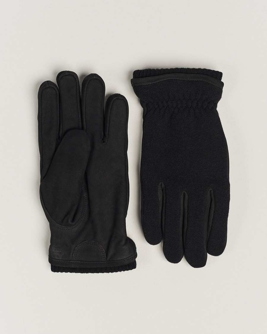 Men | Hestra Noah Nubuck Wool Tricot Glove Black | Hestra | Noah Nubuck Wool Tricot Glove Black