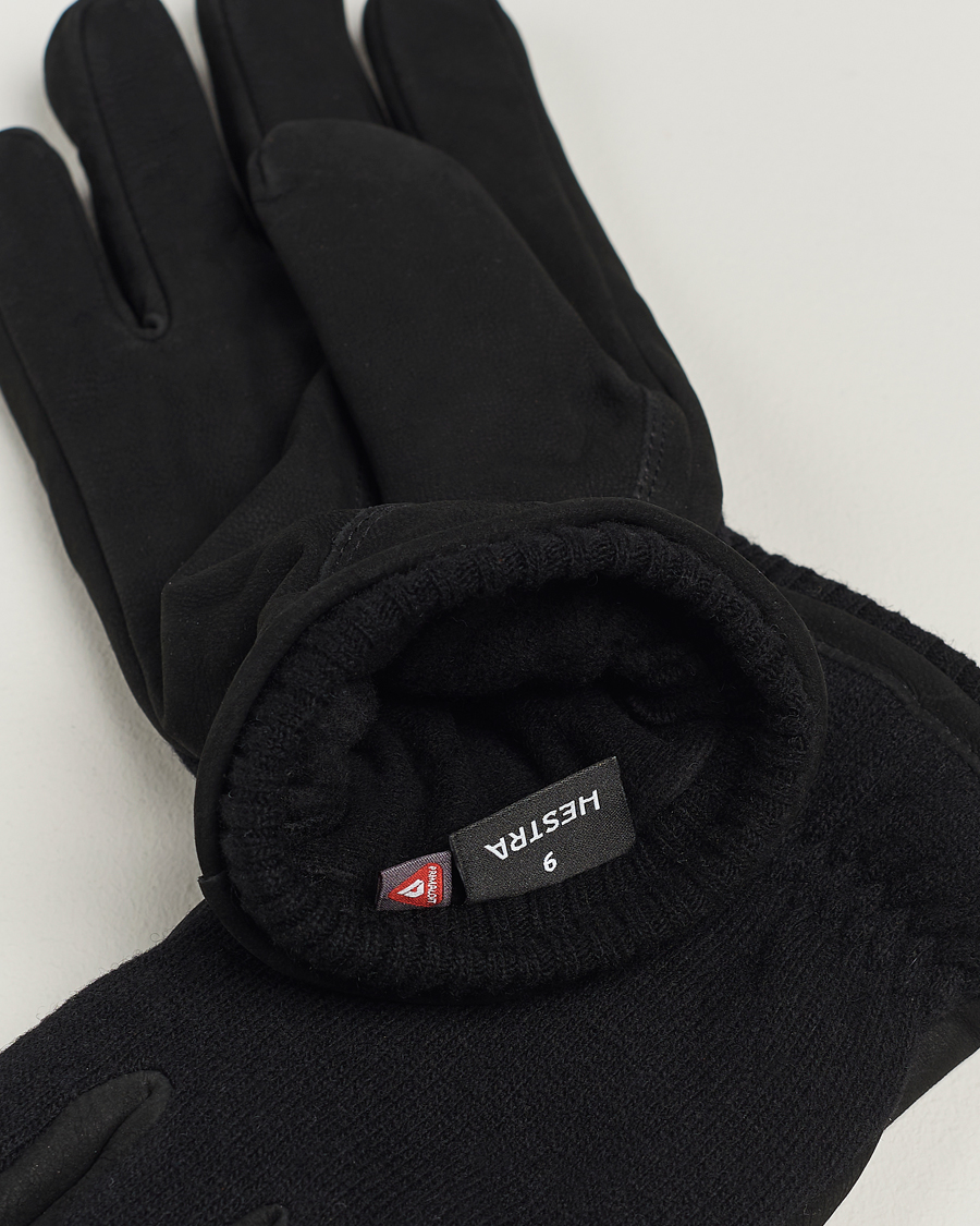 Men | Hestra Noah Nubuck Wool Tricot Glove Black | Hestra | Noah Nubuck Wool Tricot Glove Black