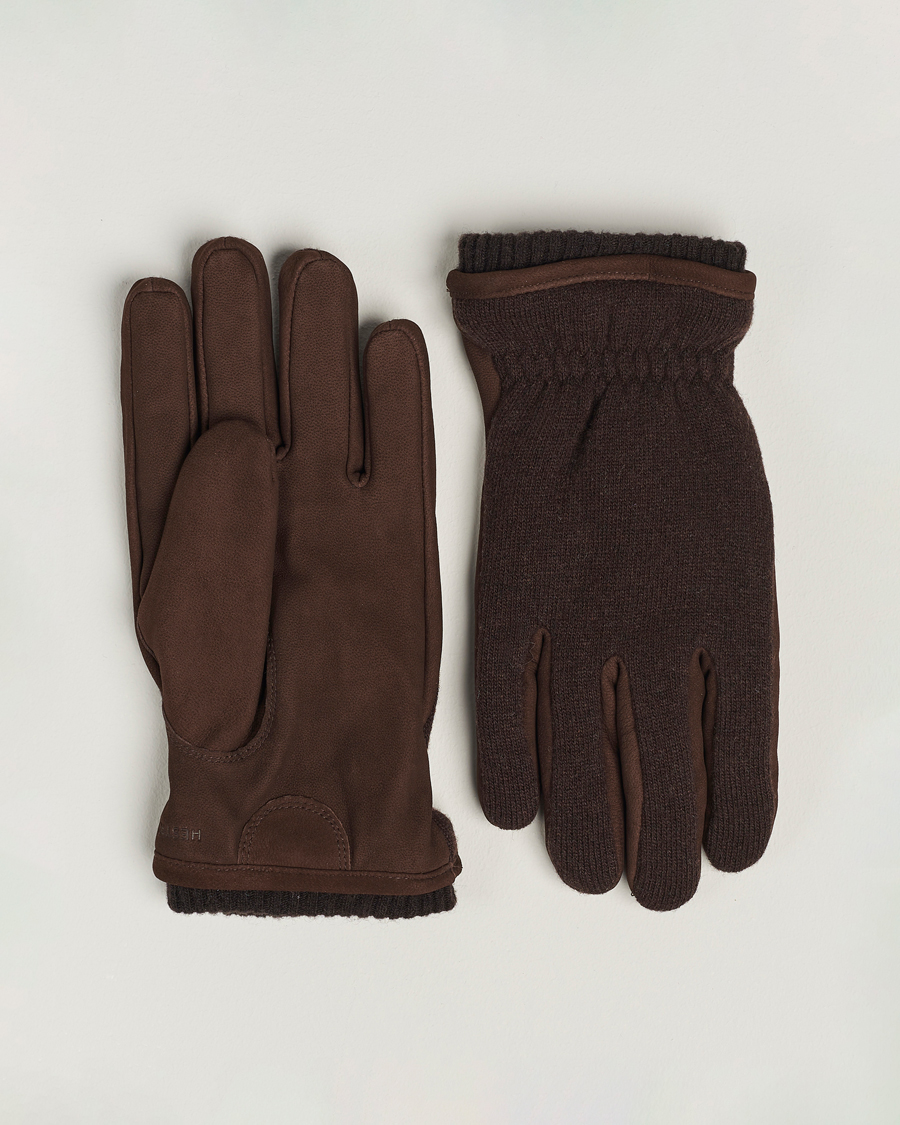 Men | Gloves | Hestra | Noah Nubuck Wool Tricot Glove Espresso