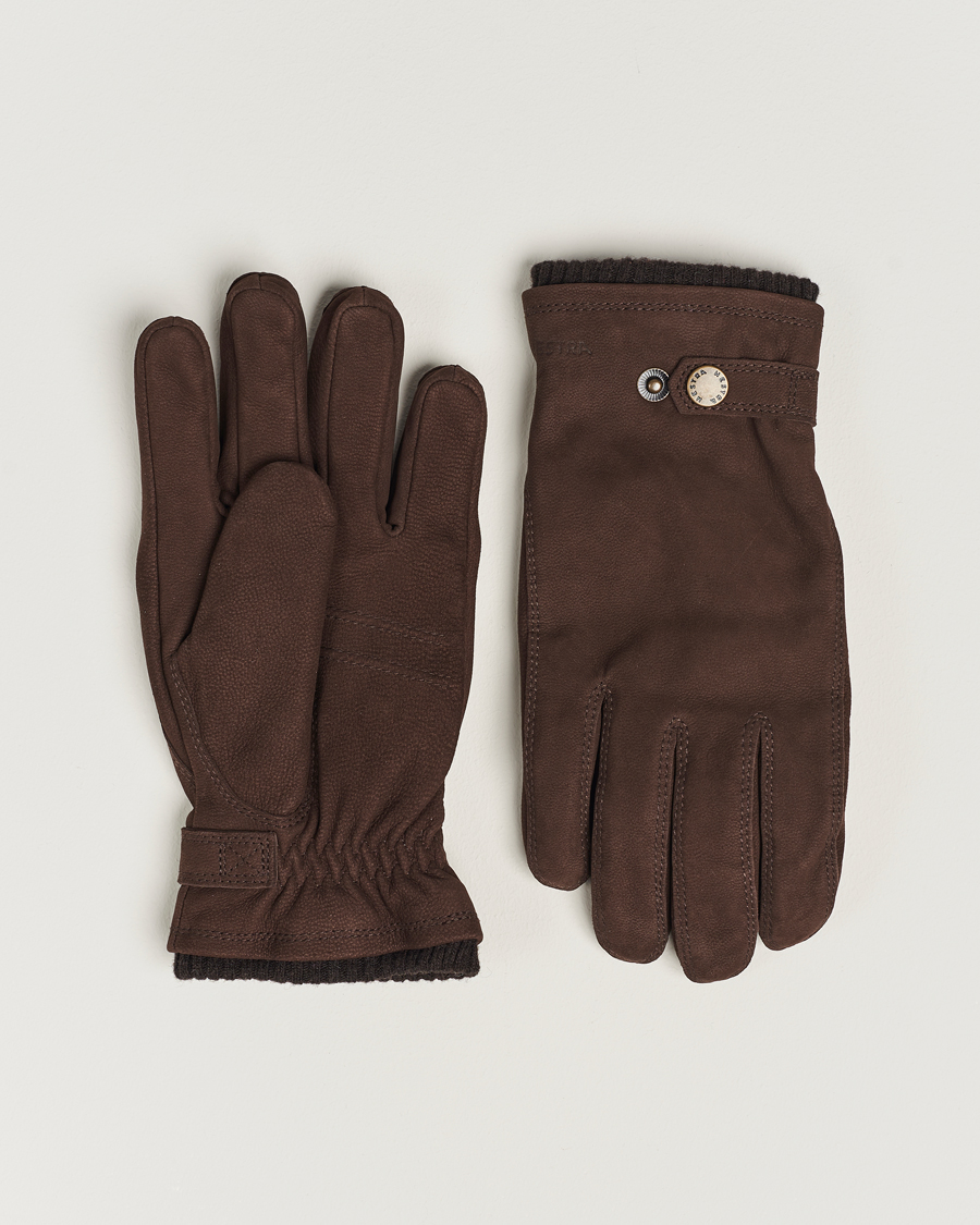 Men | Gloves | Hestra | Bergvik Fleece Liner Buckle Nubuck Glove Espresso