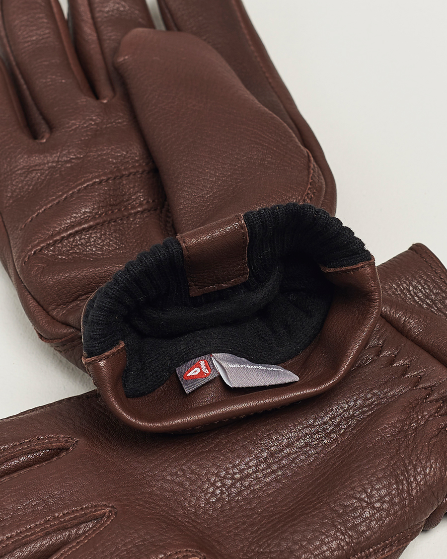 Men | Hestra Kjetil Deerskin Rib Knitted Cuff Glove Chocolate | Hestra | Kjetil Deerskin Rib Knitted Cuff Glove Chocolate