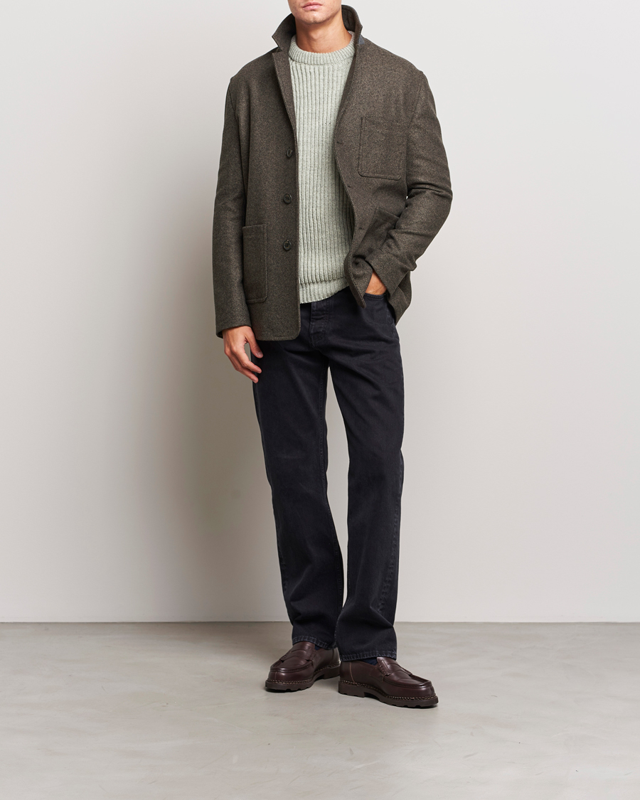 Gloverall Wool Worker Shirt Jacket Black/White at CareOfCarl.com