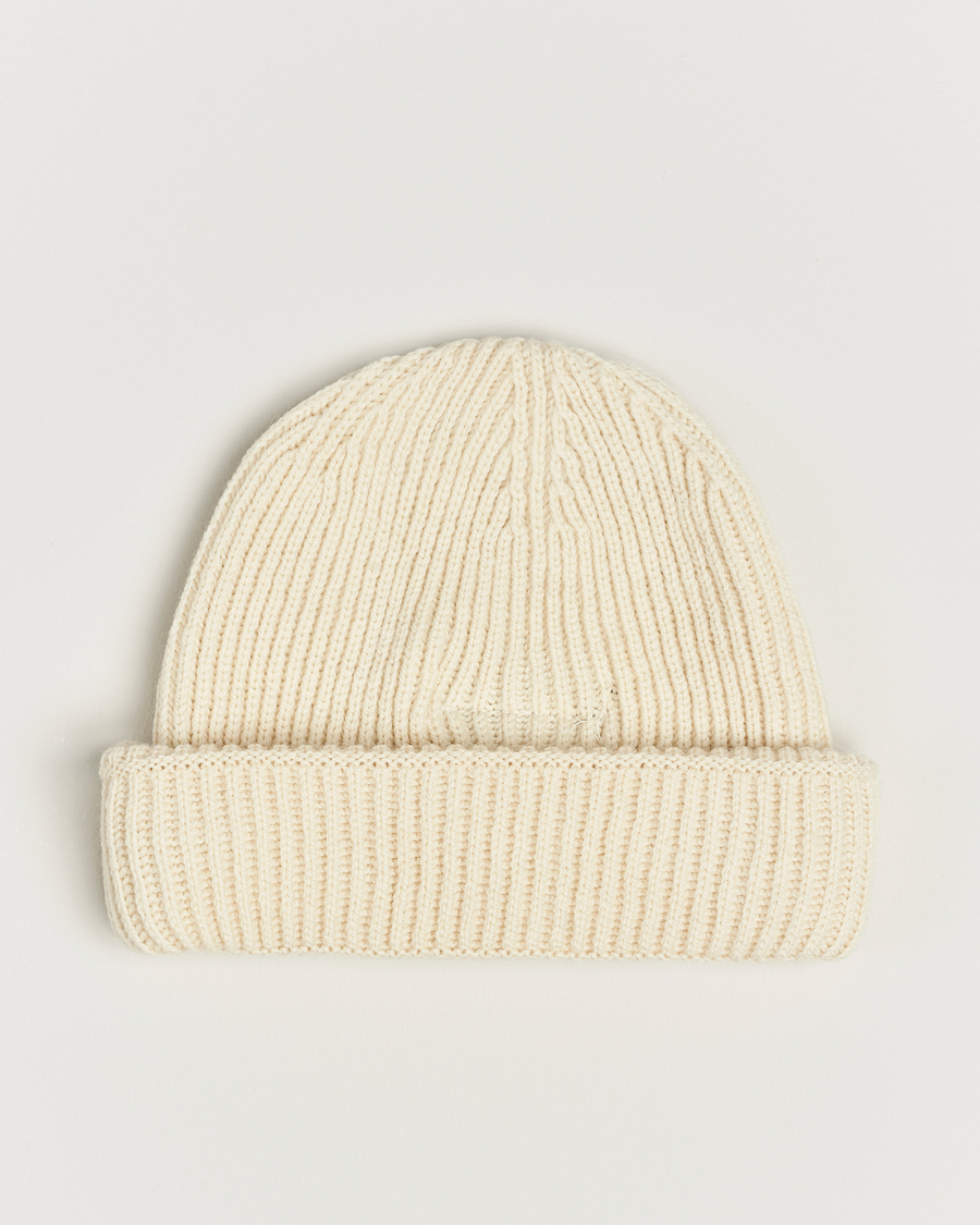 Men | Gloverall Fisherman Lambswool Beanie Ecru | Gloverall | Fisherman Lambswool Beanie Ecru