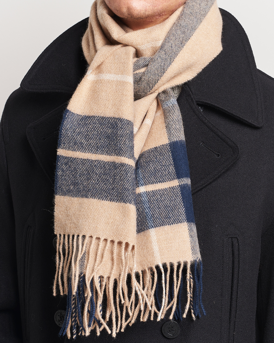 Men | Scarves | Gloverall | Lambswool Scarf Camel Check