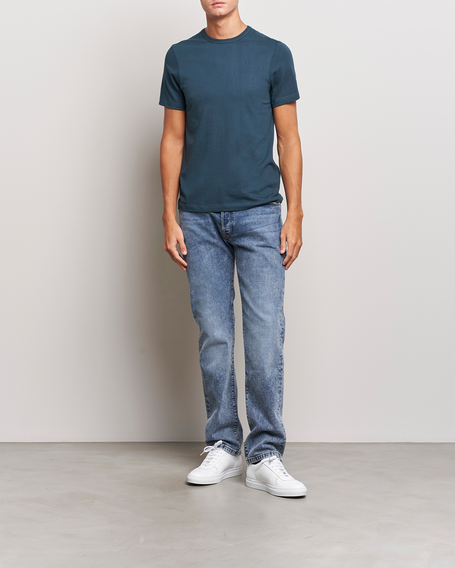 Men | T-Shirts | Merz b. Schwanen | 1950s Classic Loopwheeled T-Shirt Mineral Blue