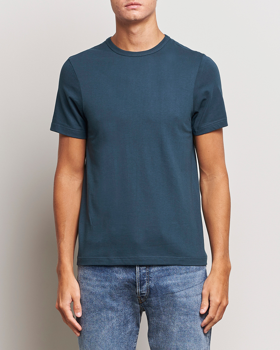 Men | T-Shirts | Merz b. Schwanen | 1950s Classic Loopwheeled T-Shirt Mineral Blue