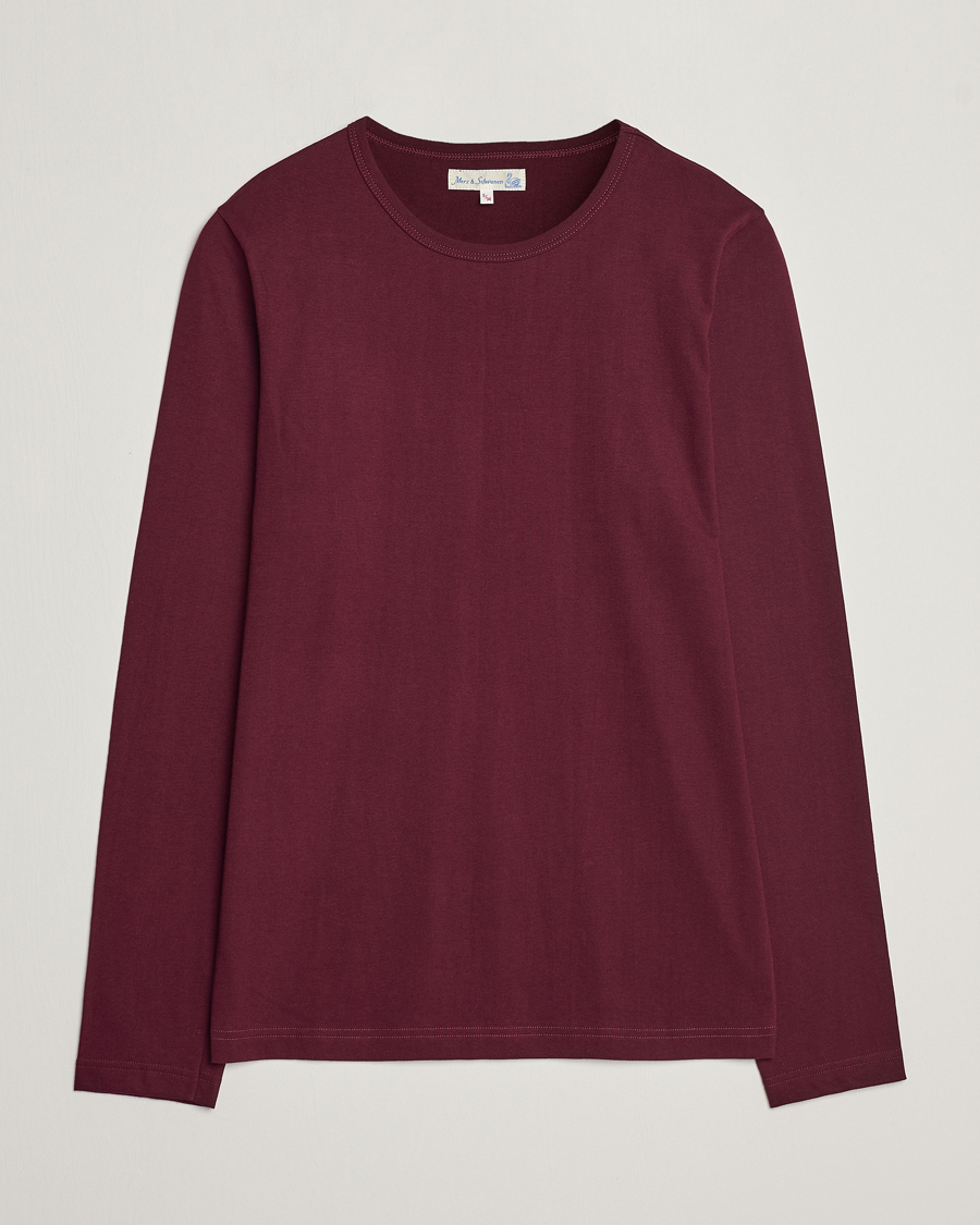 Men | T-Shirts | Merz b. Schwanen | 1950s Classic Loopwheeled Longsleeve T-Shirt Ruby Red