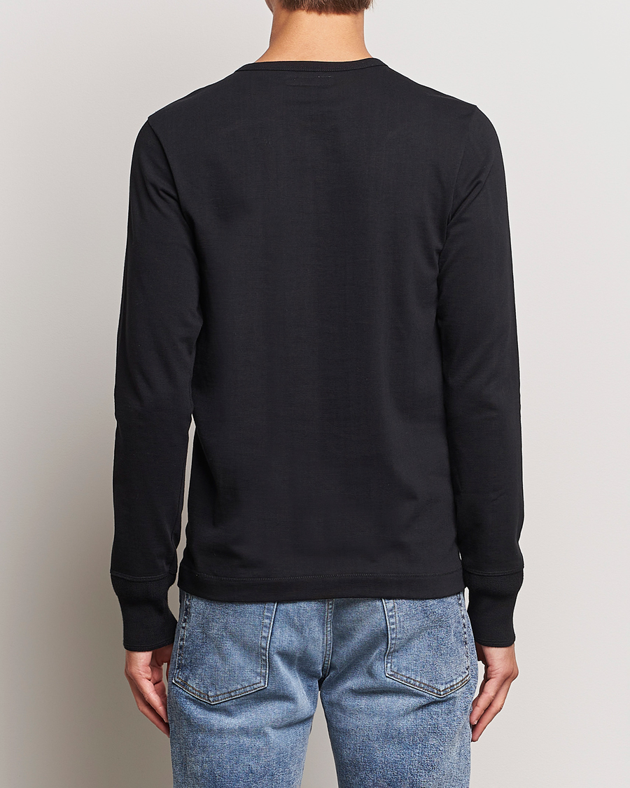 Men | Sweaters & Knitwear | Merz b. Schwanen | Classic Organic Cotton Henley Sweater Black