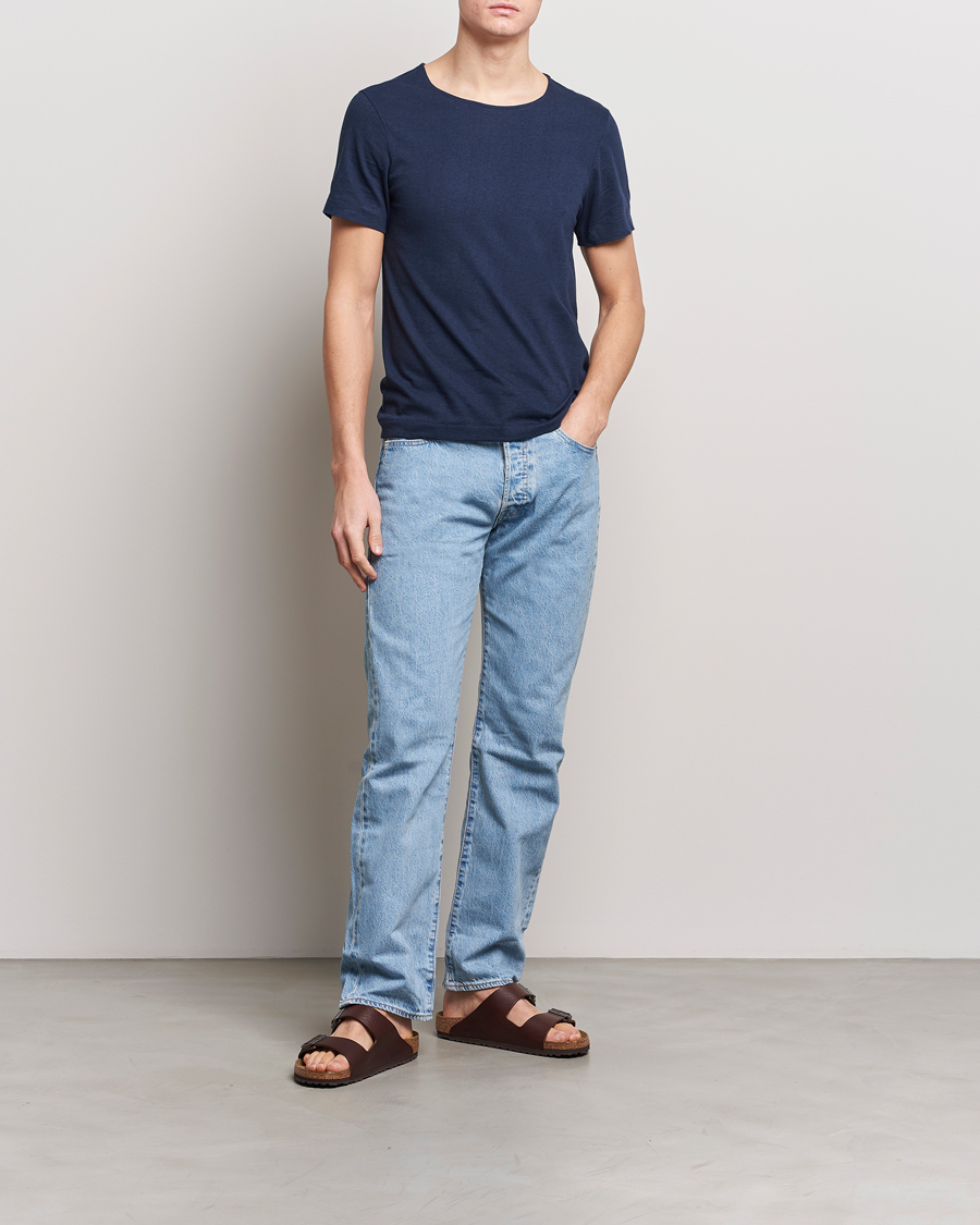 Men | T-Shirts | Merz b. Schwanen | 1920s Loopwheeled T-shirt Ink Blue