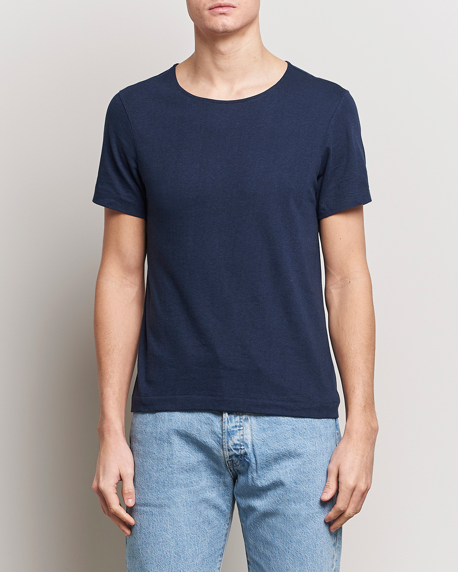 Men | T-Shirts | Merz b. Schwanen | 1920s Loopwheeled T-shirt Ink Blue