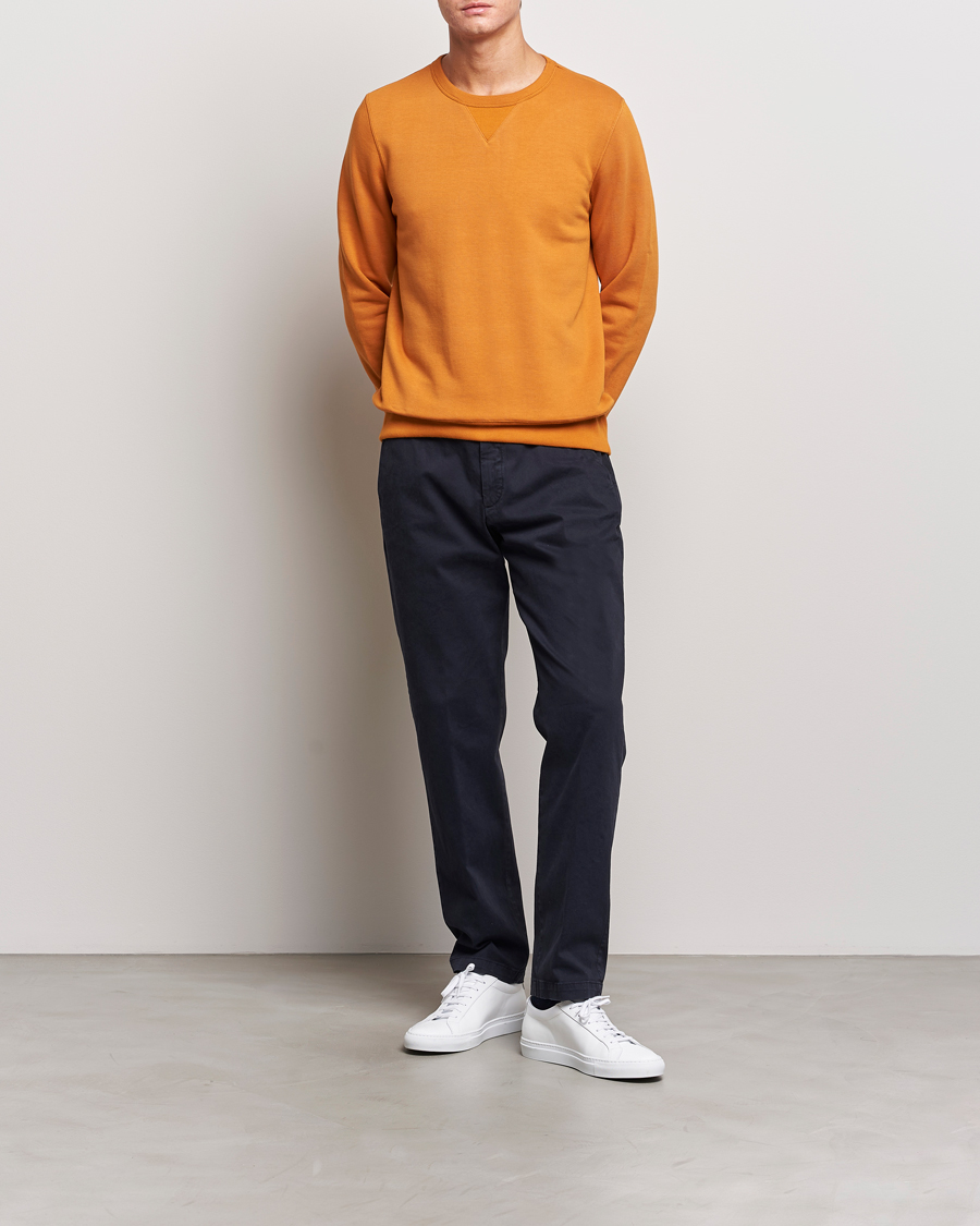 Men | Sweaters & Knitwear | Merz b. Schwanen | Organic Cotton Crew Neck Sweatshirt Desert Sun