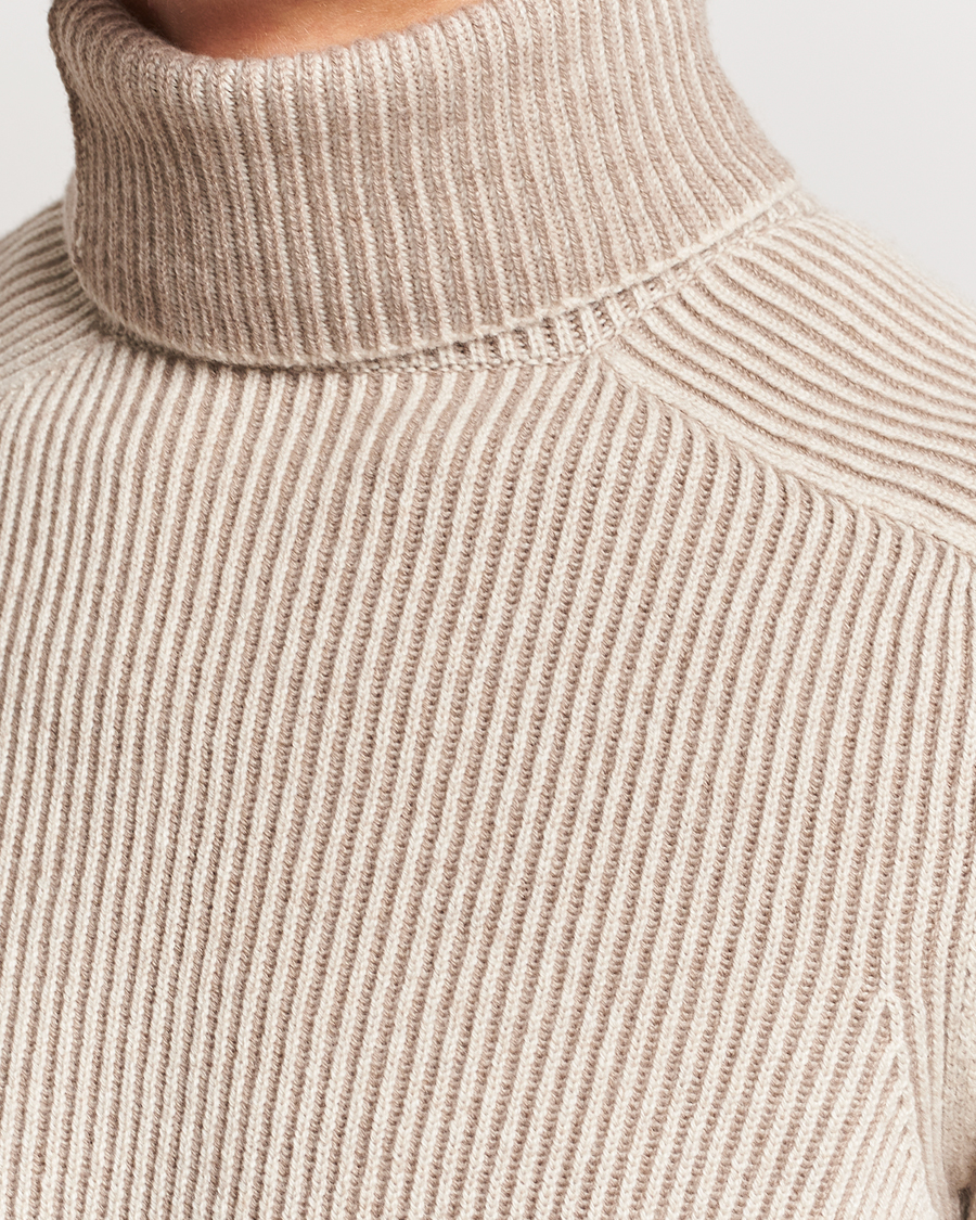 Men | Sweaters & Knitwear | SEASE | Dinghy Rib Cashmere Rollneck Oyster