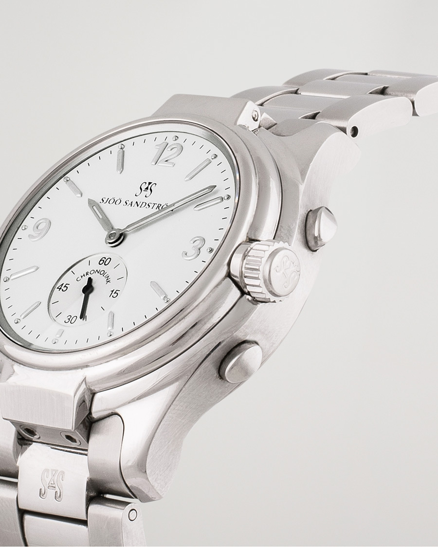 Men | Sjöö Sandström Pre-Owned Chronolink Worldtimer WT 6202 Steel White | Sjöö Sandström Pre-Owned | Chronolink Worldtimer WT 6202 Steel White
