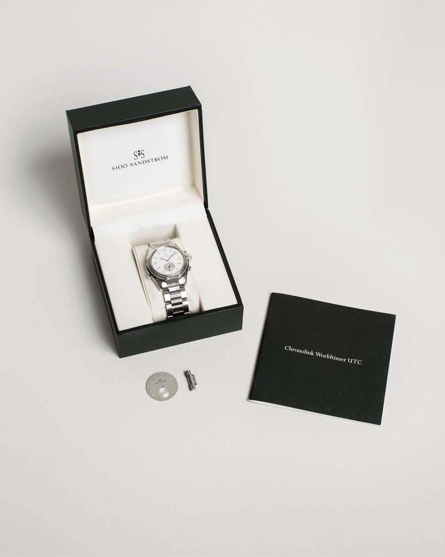 Men | Sjöö Sandström Pre-Owned Chronolink Worldtimer WT 6202 Steel White | Sjöö Sandström Pre-Owned | Chronolink Worldtimer WT 6202 Steel White