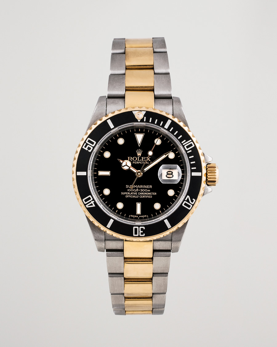 Men | Rolex Pre-Owned Submariner 16613 Oyster Perpetual Two Tone Black Steel Black | Rolex Pre-Owned | Submariner 16613 Oyster Perpetual Two Tone Black Steel Black