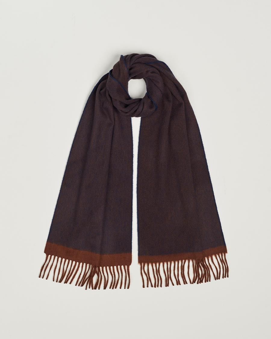 Men | Begg & Co Solid Board Wool/Cashmere Scarf Navy Chocolate | Begg & Co | Solid Board Wool/Cashmere Scarf Navy Chocolate