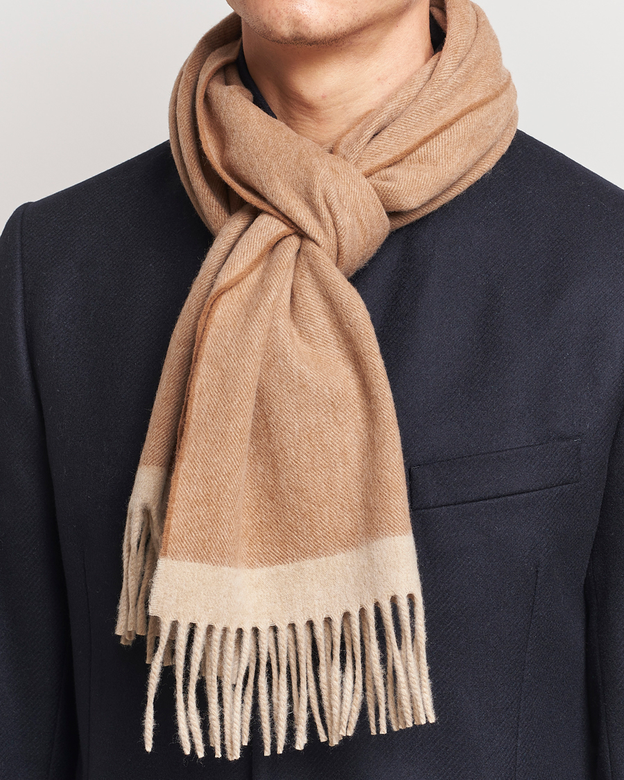 Men | Scarves | Begg & Co | Solid Board Wool/Cashmere Scarf Warm Natural