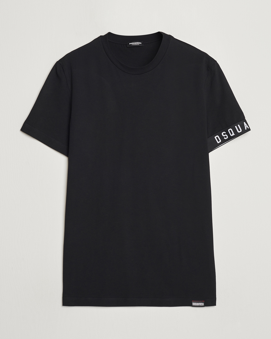 Men | T-Shirts | Dsquared2 | Taped Logo Crew Neck T-Shirt Black/White
