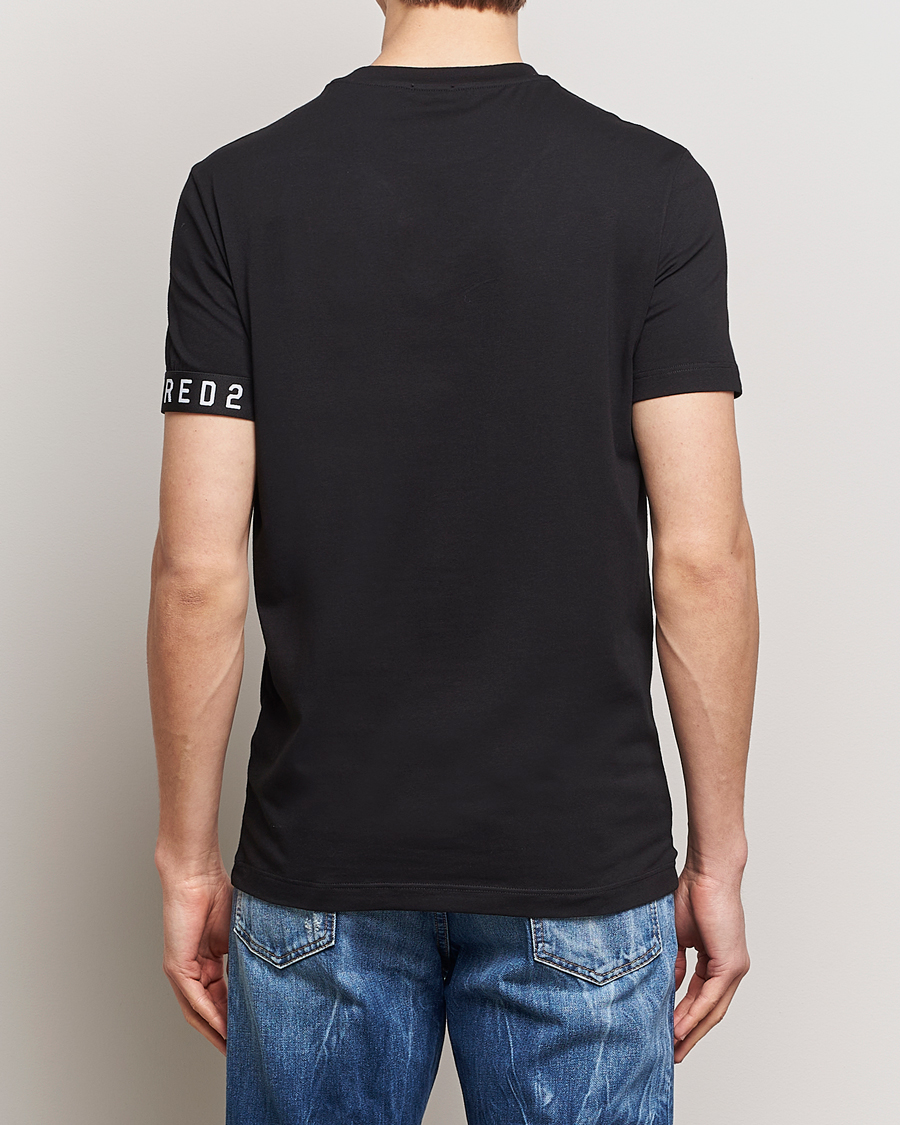 Men | T-Shirts | Dsquared2 | Taped Logo Crew Neck T-Shirt Black/White