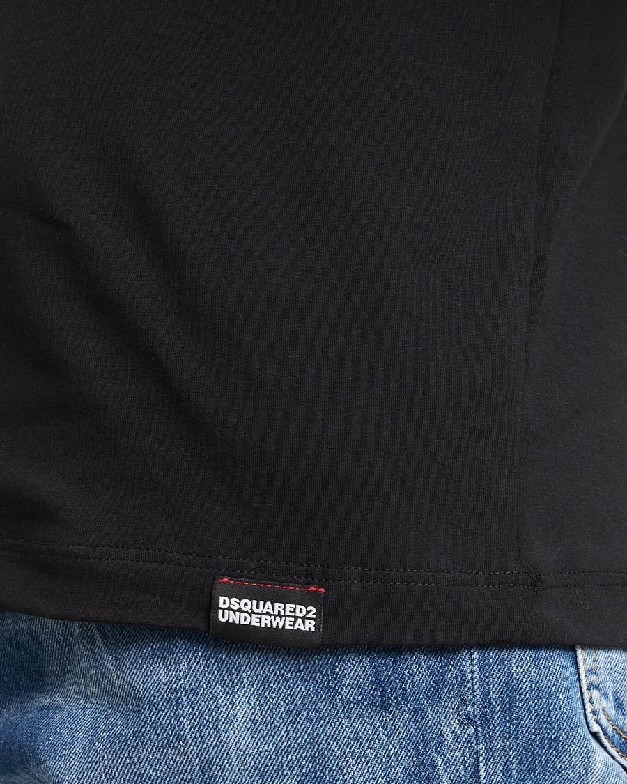 Men | T-Shirts | Dsquared2 | Taped Logo Crew Neck T-Shirt Black/White