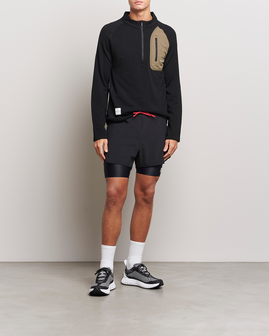 Men | Sweaters & Knitwear | District Vision | Half-Zip Merino Grid Fleece Black