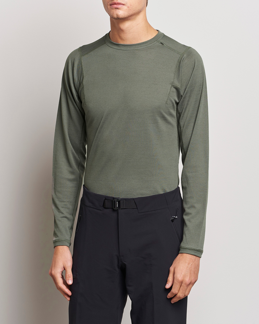 Men | T-Shirts | Snow Peak | Recycled Polyester/Wool Long Sleeve T-Shirt Olive