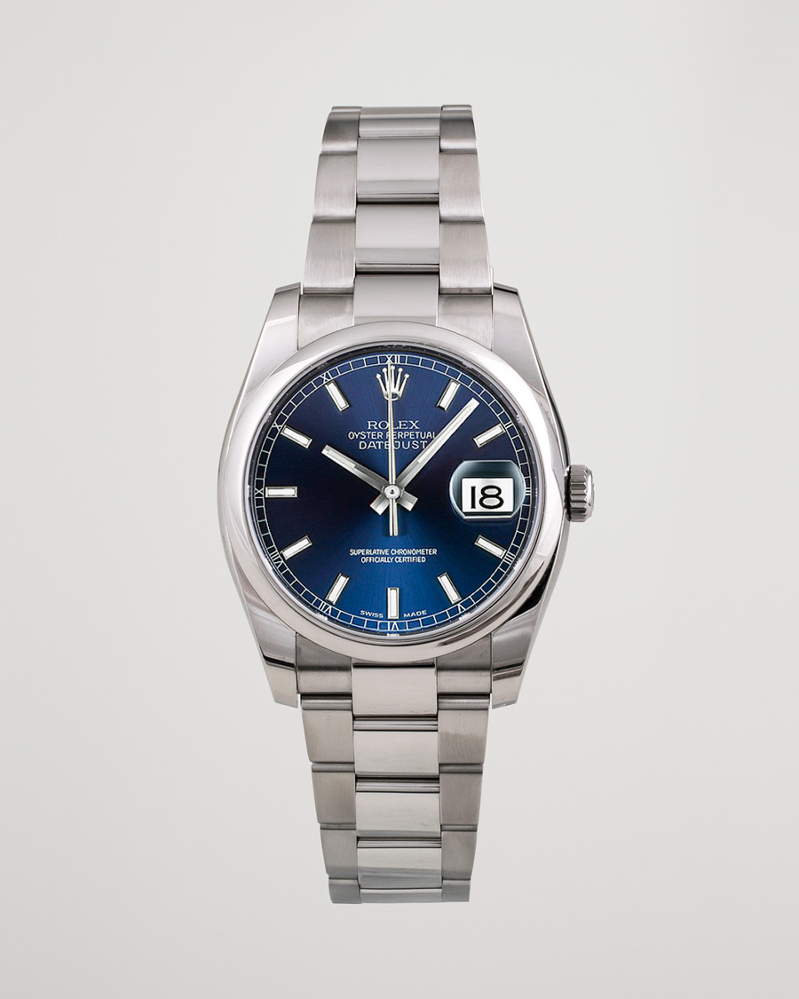 Men | Rolex Pre-Owned Datejust 116200 Oyster Perpetual Steel Black Steel Blue | Rolex Pre-Owned | Datejust 116200 Oyster Perpetual Steel Black Steel Blue