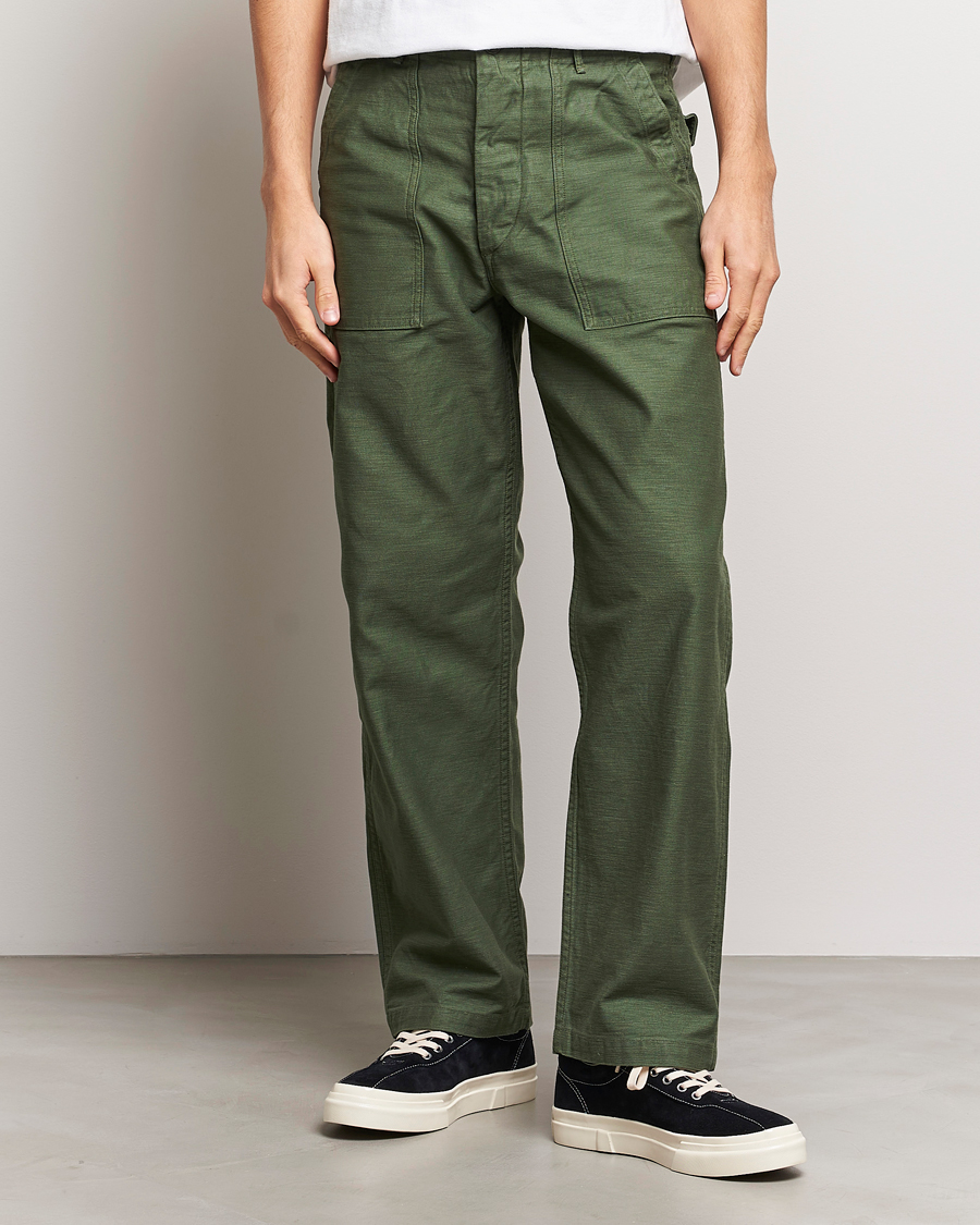 Men | Trousers | orSlow | Regular Fit Original Sateen Fatigue Pants Green