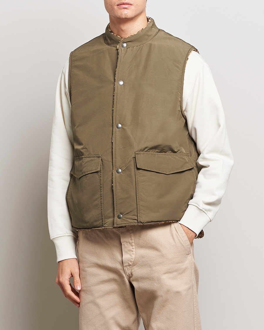 Men | Coats & Jackets | orSlow | Reversible Kuba Vest Army Green