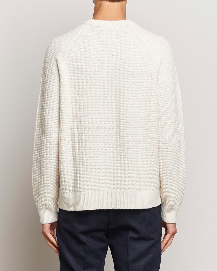 Men | Sweaters & Knitwear | GANT | Textured Raglan Knitted Crew Neck Cream